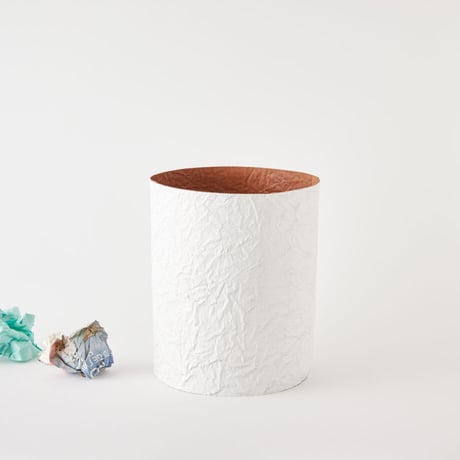 PAPER LEATHER TRASH BASKET  (White)