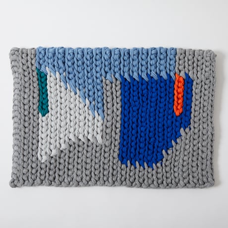 Reused textile rug　S　Blue × Orange