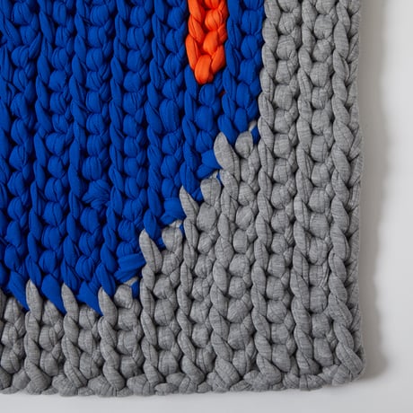 Reused textile rug　S　Blue × Orange