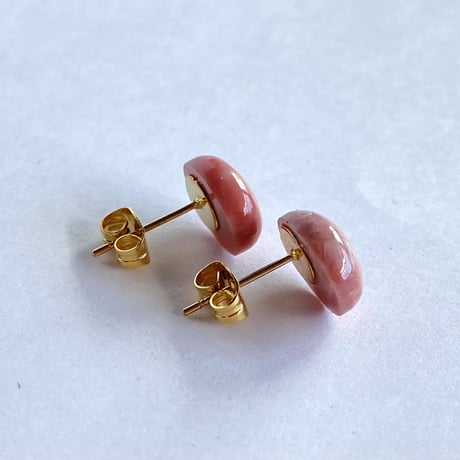 ピンクオパール　スタッドピアス　サージカルステンレス