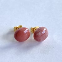 ピンクオパール　スタッドピアス　サージカルステンレス