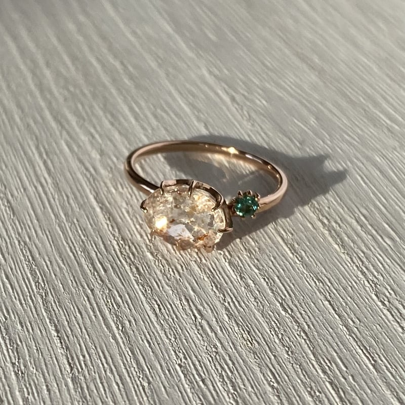 10k サンストーンとエメラルドのリング 鑑別書付き | mare-acce's STORE