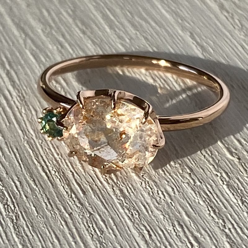 10k サンストーンとエメラルドのリング 鑑別書付き | mare-acce's STORE