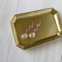 ローズクォーツとクラッククリスタルのピアス/サージカルステンレス