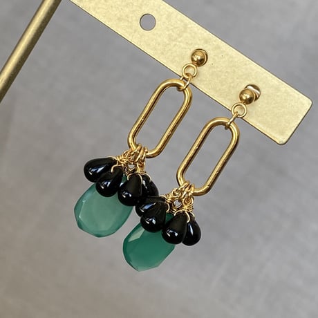 グリーンオニキス　エキゾチックピアス　サージカルステンレス
