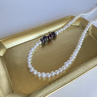 淡水パール＆ケシパールのネックレス　サージカルステンレス