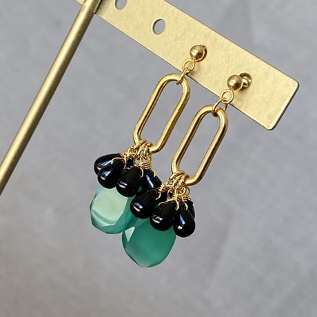 グリーンオニキス　エキゾチックピアス　サージカルステンレス