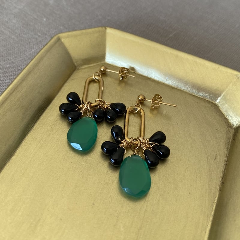 グリーンオニキス エキゾチックピアス サージカルステンレス | mare