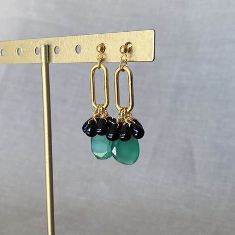 グリーンオニキス　エキゾチックピアス　サージカルステンレス