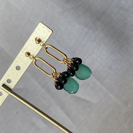 グリーンオニキス　エキゾチックピアス　サージカルステンレス