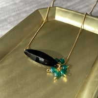３way　オニキスとグリーンストライプアゲートのネックレス　サージカルステンレス