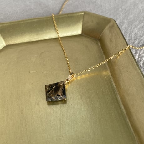 秋色　コッパーオブシディアン　ネックレス/ペンダント　サージカルステンレス