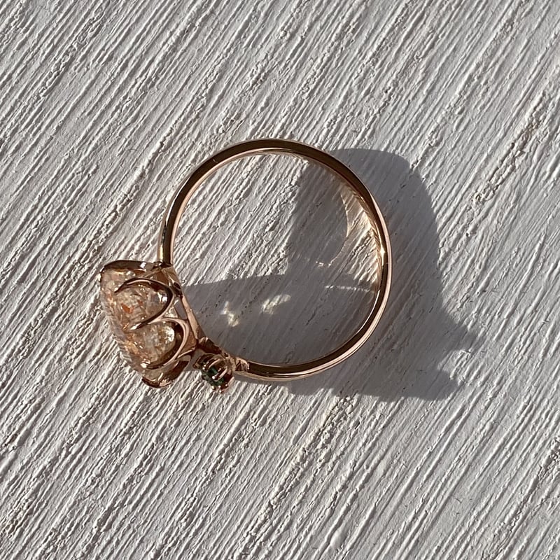 10k サンストーンとエメラルドのリング 鑑別書付き | mare-acce's STORE