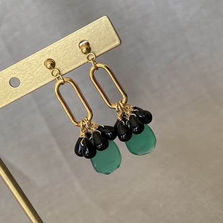 グリーンオニキス　エキゾチックピアス　サージカルステンレス