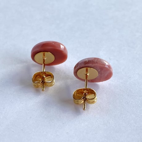 ピンクオパール　スタッドピアス　サージカルステンレス