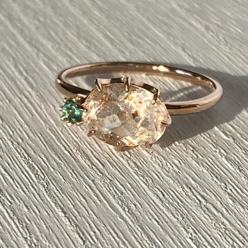 10k サンストーンとエメラルドのリング 鑑別書付き | mare-acce's STORE