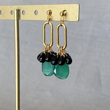 グリーンオニキス　エキゾチックピアス　サージカルステンレス