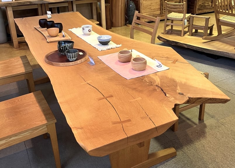 北海道産ナラ一枚板テーブル □ショップ展示品現品セール品 | 森林工芸