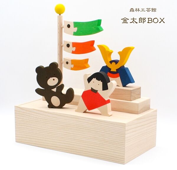 金太郎BOX 兜 置物 木製 室内用 端午の節句 節句飾り 金太郎 クマ