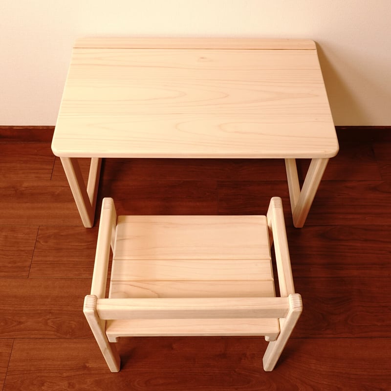 子供机・いすセット ひのき無垢材 無塗装 | あすの森づくりの家具