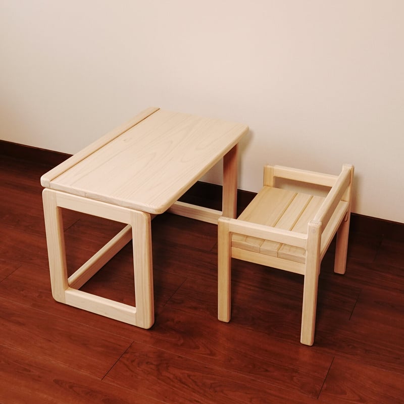 子供机・いすセット ひのき無垢材 無塗装 | あすの森づくりの家具