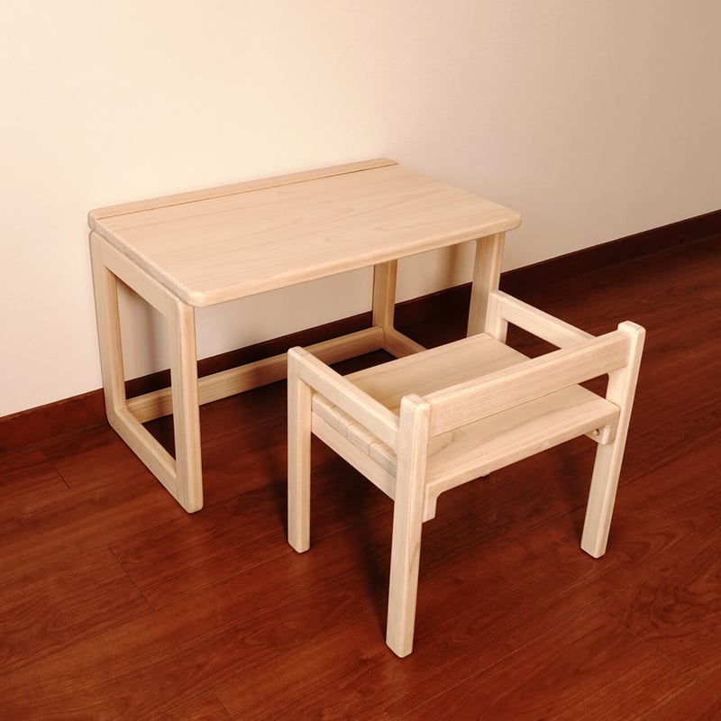 檜の机、椅子セット