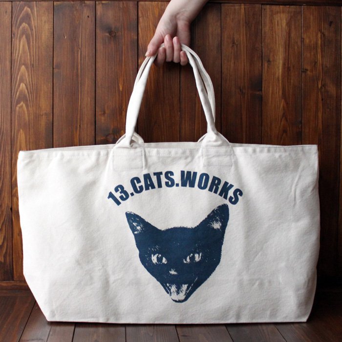 帆布ビッグトートバッグ（VIVI FACE） シルクスクリーン 13.CATS