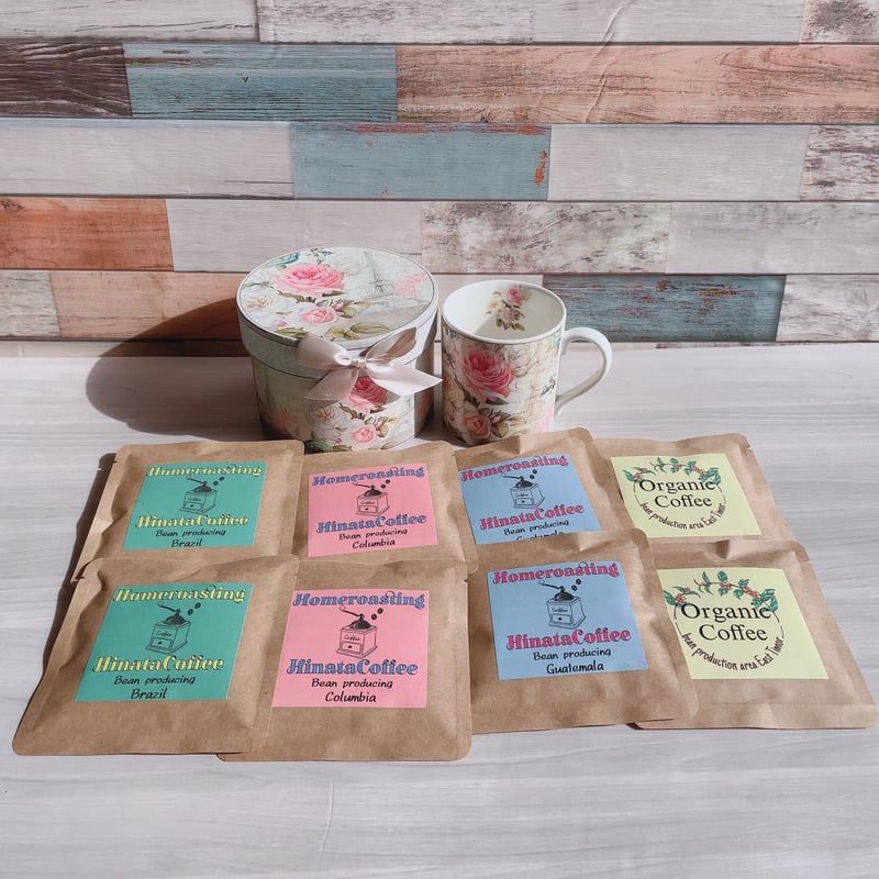 ドリップコーヒーと花柄マグカップのセット🎁ラッピング袋入り