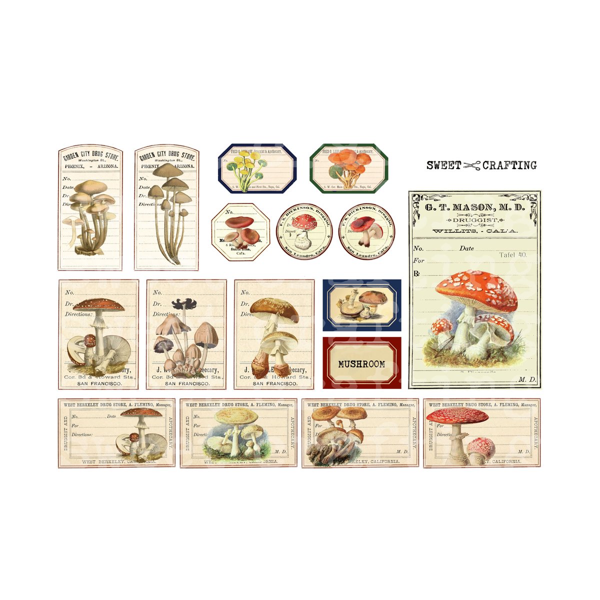 きのこはむ デジタルコンテンツ】label mushroom きのこのラベル | Sweet Crafting