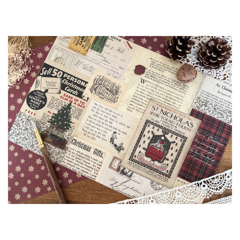 ホリデーset♡A4デザインペーパー　コラージュ　ダイカット　素材　クリスマス ホリデーset♡A4デザインペーパー コラージュ ダイカット 素材