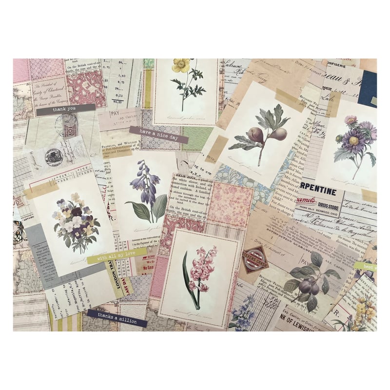 印刷物】collage sheet botanical ボタニカルなコラージュシート | S