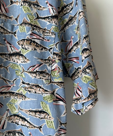 MALIHINI HAWAII R/C pullover s/s ALOHA shirt L