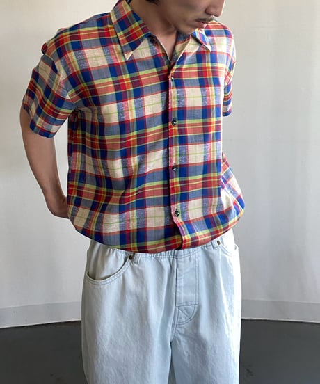 Europe madras check s/s shirt 42