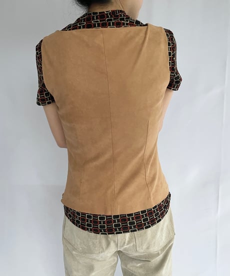 Faux suede side zip Vest