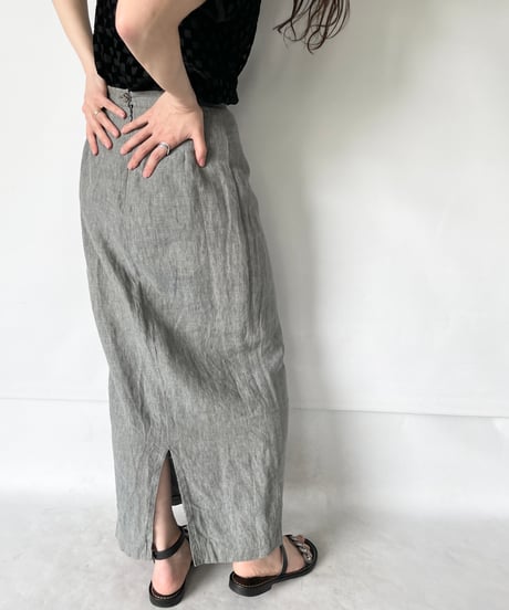 Linen tuck skirt