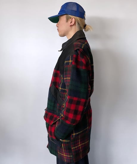 90s Wool rich patch work wool jacket M