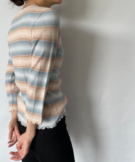 Henley neck ruffle tops