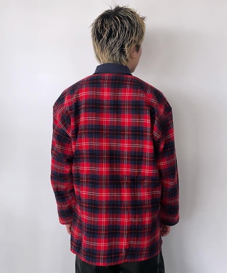 MADE IN ITALY wool plaid shirt XL
