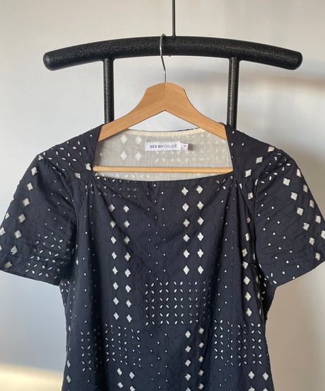 cut work lace mini dress