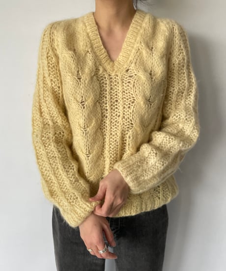 Vintage V-Neck Hand Made Knit