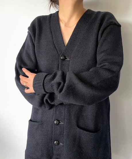 50-60s  lettered cardigan "Dark Navy"