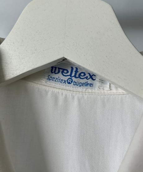 70s white open collar s/s shirt