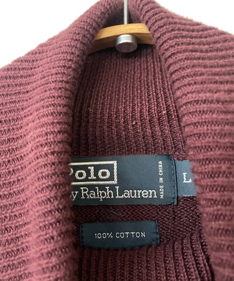 90s RALPH LAUREN hi neck cotton knit L