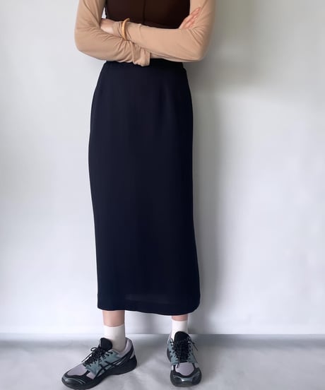 70-80s VINTAGE Stripe Slit Skirt "navy"