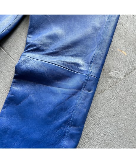 Europe Vintage Blue Leather Pants