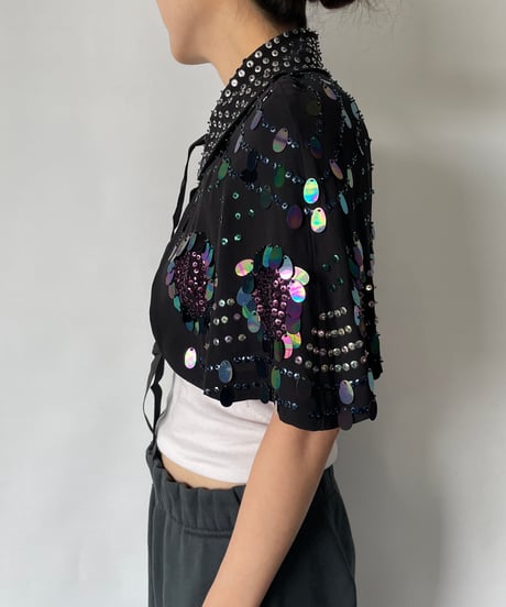 Sequin silk cape