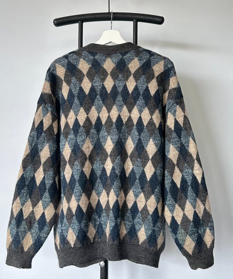 80s Argyle check Cardigan