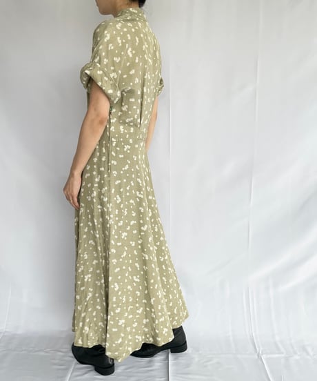 60s~70s europe vintage Stand collar dress