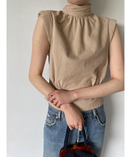 Back Zip High Neck Tops