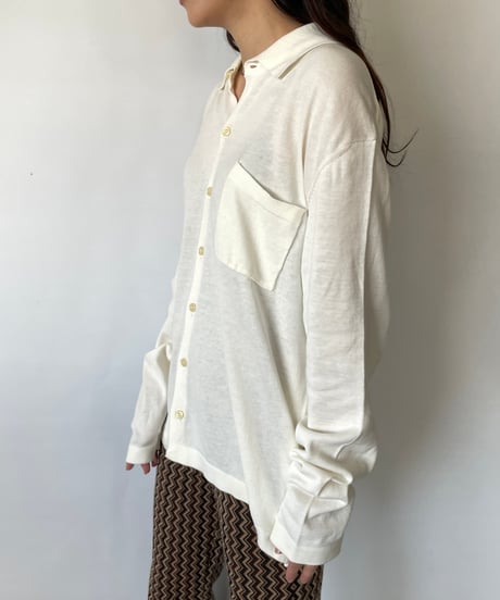 Dead stock cotton knit polo cardigan